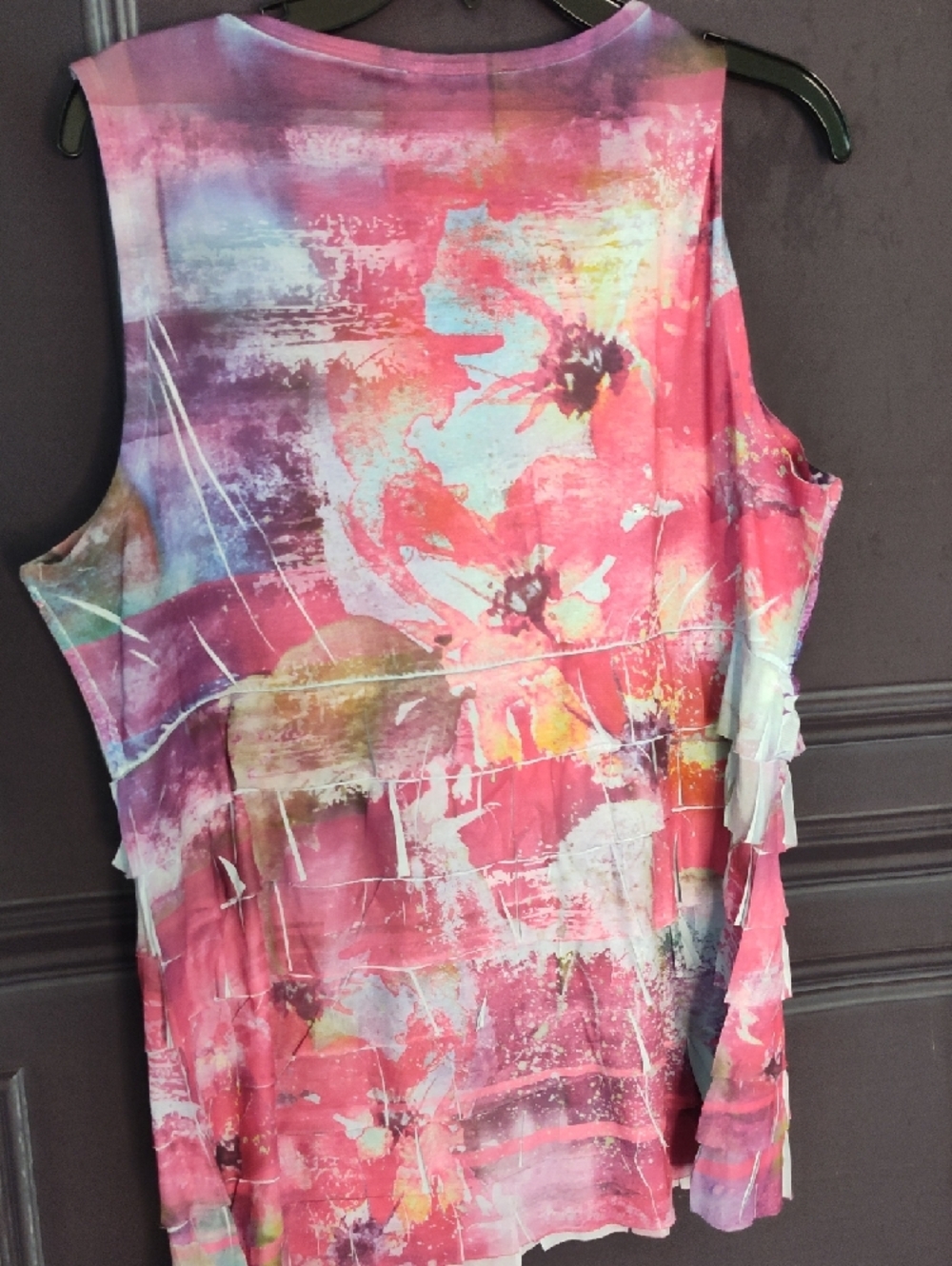 Style & Co. Pink Multicolor Ruffle Tier Tank - Picture 4 of 4